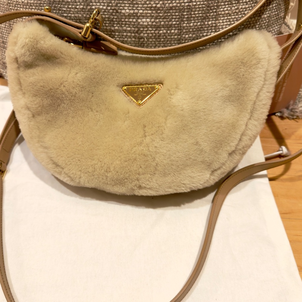 Prada Arque Shearling Shoulder Bag